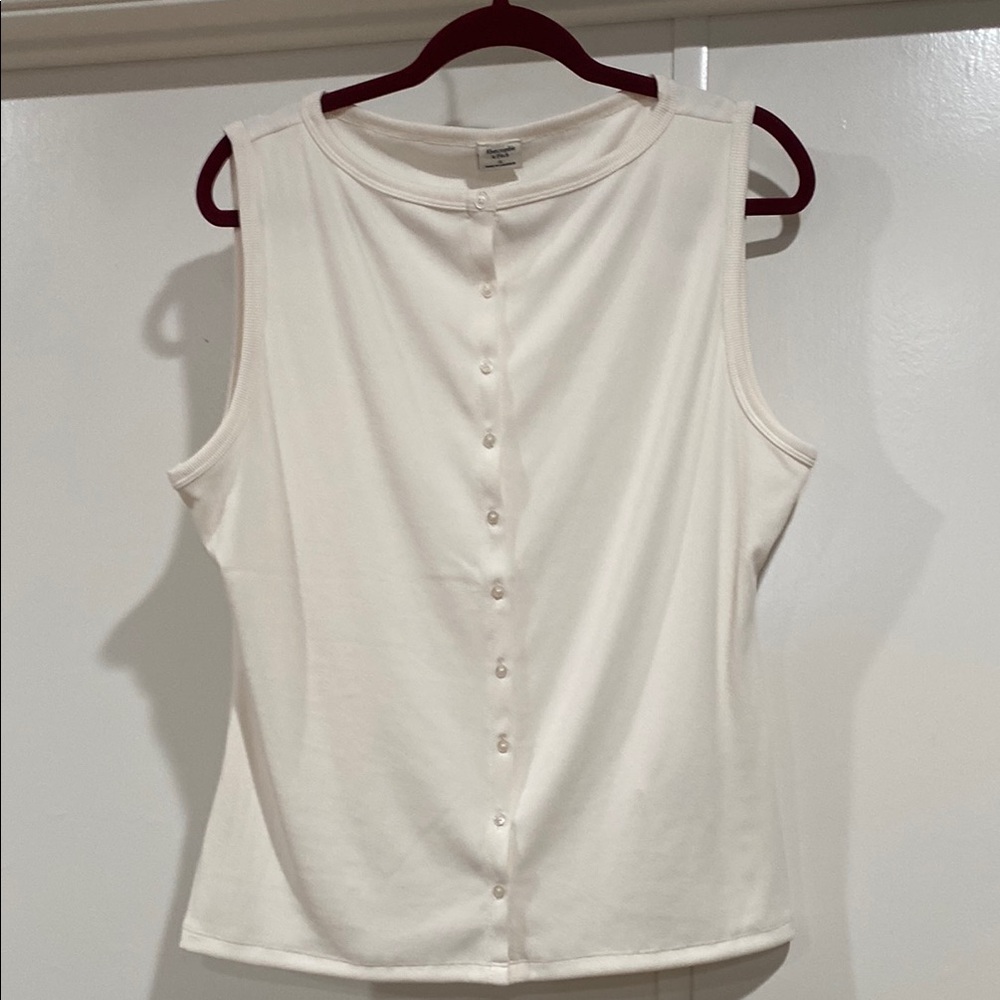 Abercrombie & Fitch Cream Fitted Sleeveless Tank Top